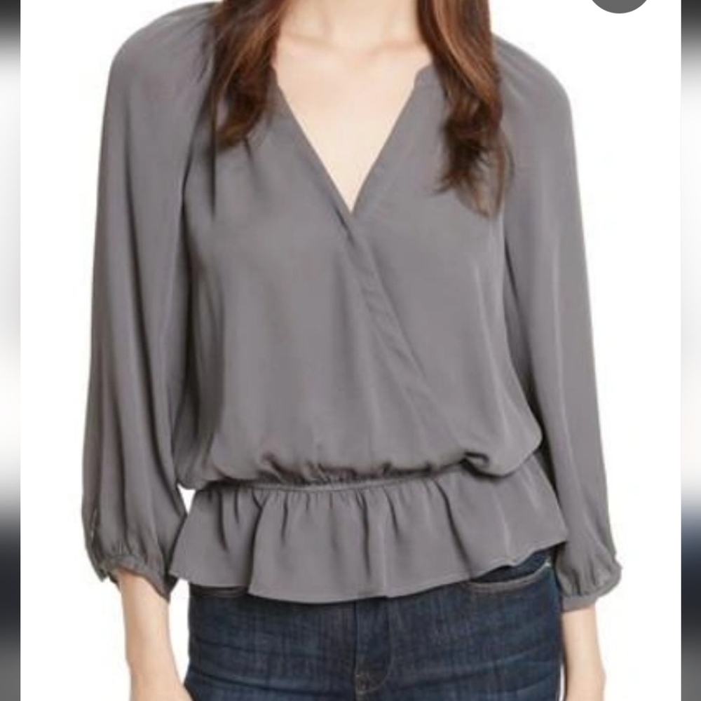Joie Louvre Silk Top In Steel